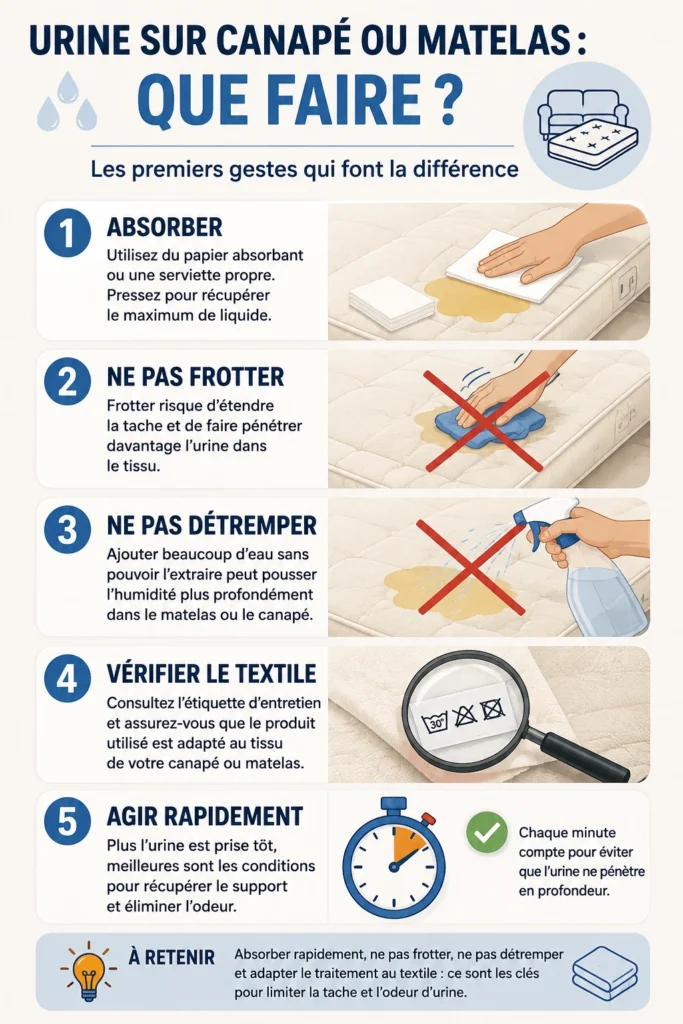 Que faire en cas d’urine sur un canapé ou un matelas ? Premiers gestes à faire après une tache d’urine sur un canapé ou un matelas