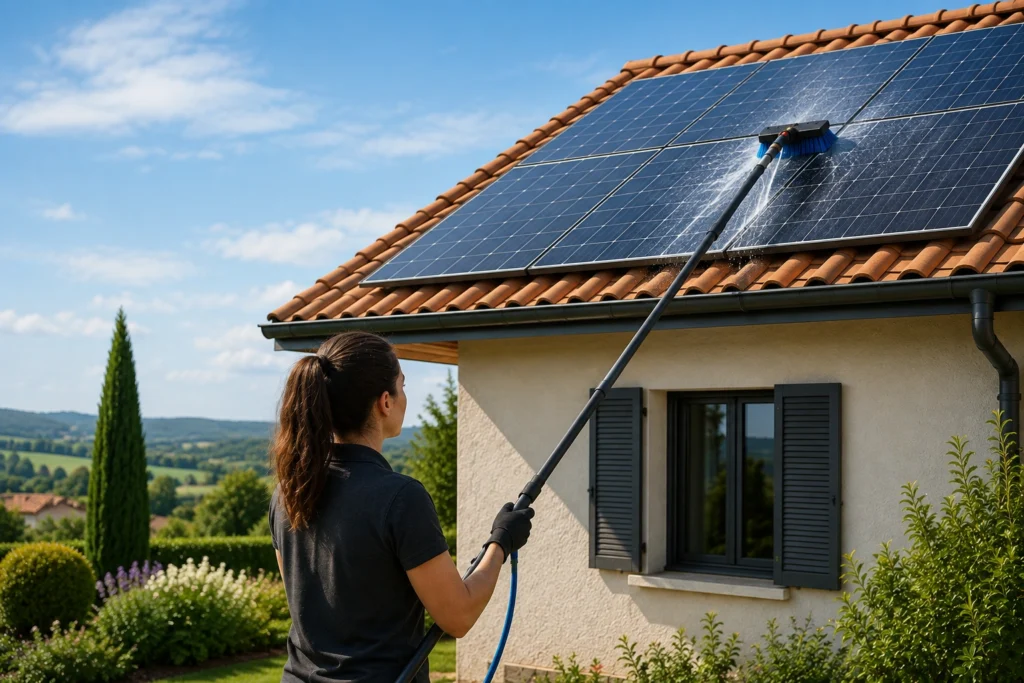 Comment nettoyer ses panneaux solaires avec une perche depuis le sol