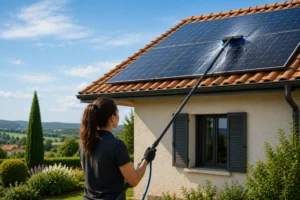 Comment nettoyer ses panneaux solaires avec une perche depuis le sol